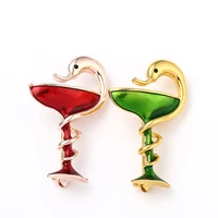 fashionable alloy dripping oil jewelry brooch diy lapel decoration small snake wine glass pin as a gift for women