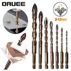 Сверла Oauee шестигранные для стекла, керамики, бетона, открывателя отверстий, кирпича, твердого сплава, треугольные сверла, набор инструментов 1 шт. 3-12 мм