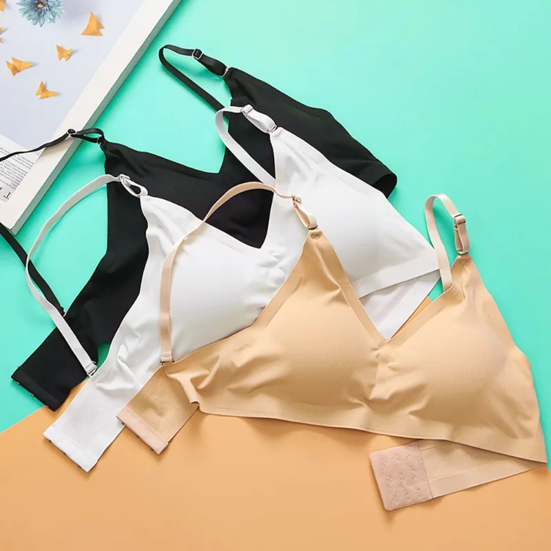

Seamless Women's Bra Female Comfortable Breathable Solid Color Cup Triangle Brassiere With Pad