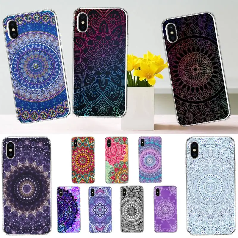 

Mandala art pattern Phone Case Transparent soft For iphone 12 11 13 7 8 6 s plus x xs xr pro max mini