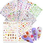 2022 весна новейший дизайн 3D Самоклеящиеся наклейки для ногтей и наклейки Цветы Листья дерево зелёные Простые Летние DIY Слайдеры для дизайна ногтей