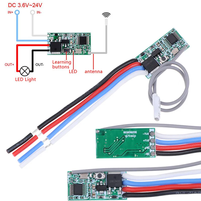 DIY DC 3 6 V 24V Универсальный светодиодный светильник Управление 433 МГц 1CH RF приемника