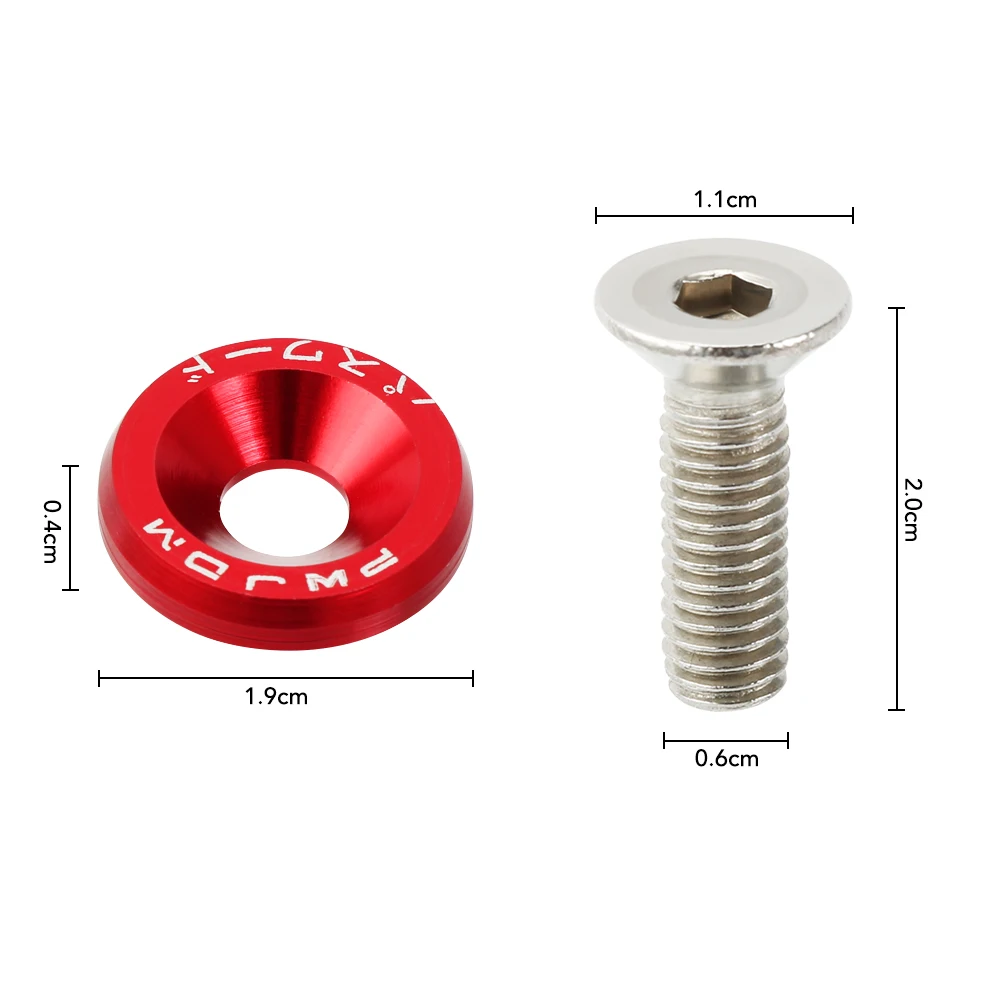 RASTP-Aluminum 10Pcs M6X20 Car Modified Hex Fasteners Fender Washer JDM Bumper Engine Concave Screws For Honda RS-QRF002 | Автомобили и