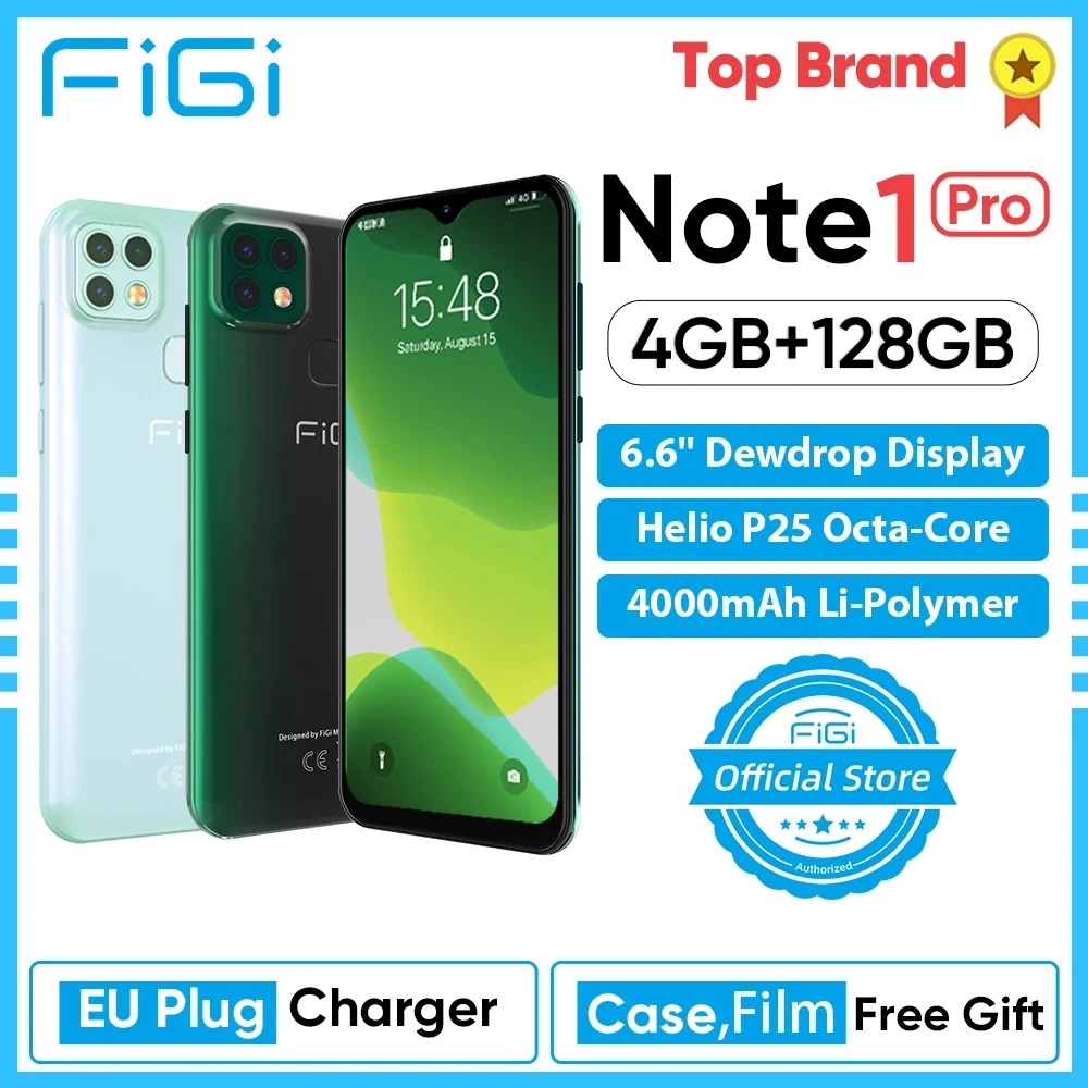 FIGI Note 1 Pro – téléphone portable 6.6 pouces, Helio P25 Octa Core, Android 9, 4 go 128 go, 16mp Al Triple caméra, 4000mAh  (0)