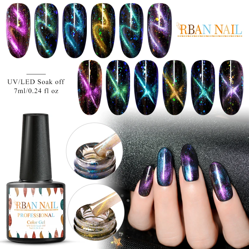 RBAN NAIL УФ Гель-лак для ногтей волшебный Звездный Гель-лак для ногтей с эффектом «кошачий глаз» лак Магнитный голографический УФ замачиваемый стойкий Гель-лак