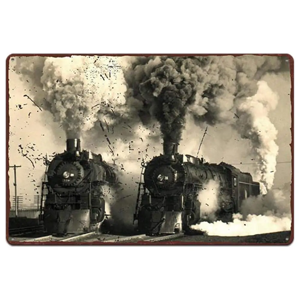 

Железнодорожная станция паровой поезд, ретро рекламный плакат, Настенный декор, металлический жестяной знак 8x12 дюймов