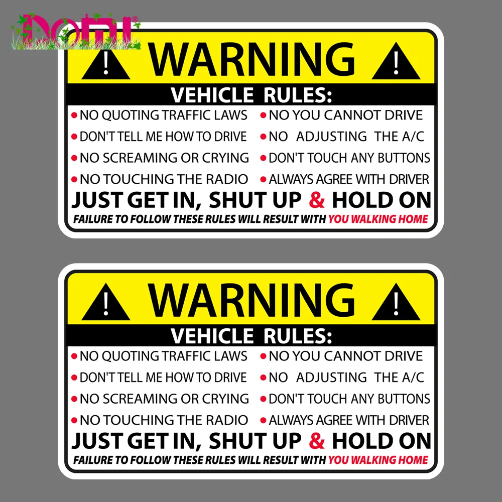 

DOMI 2X Vehicle Rules Funny Vinyl Sticker Car Truck Window Decal Safety Warning JDM Auto Car Sticker Decal 10*5.4CM