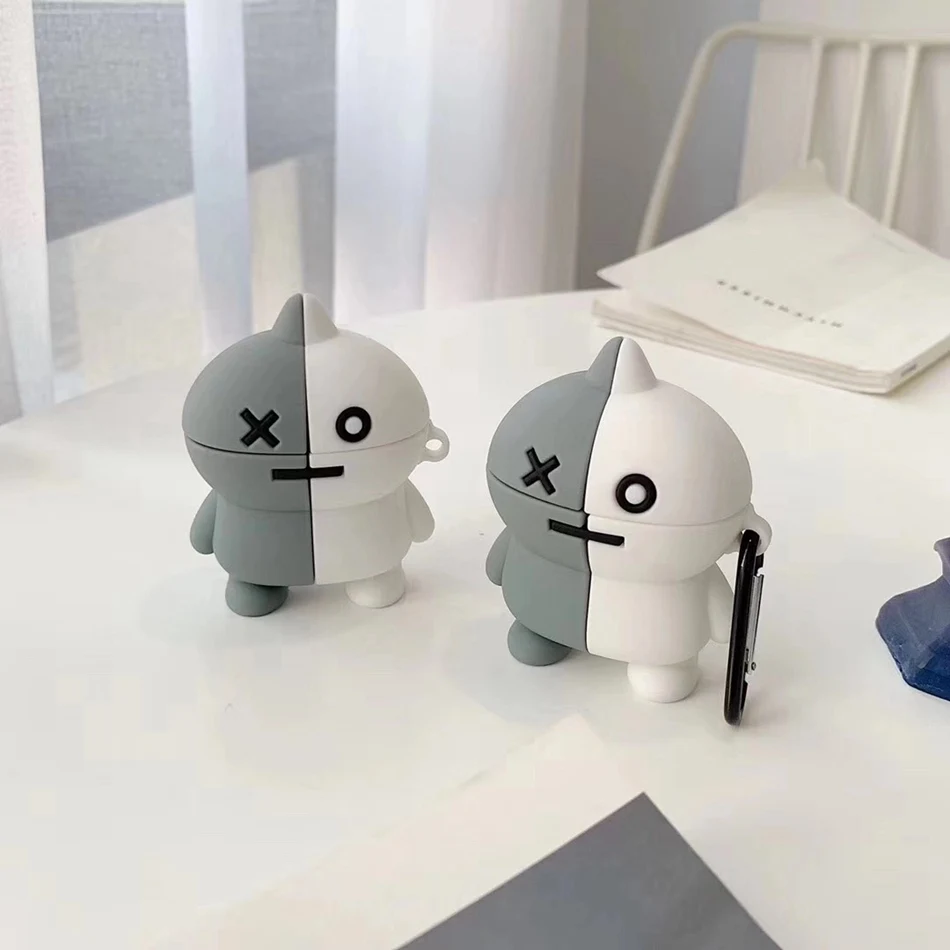 3D Пингвин чехол для наушников Airpods силиконовый розовый чехол для Apple Air pods 2 Чехол для наушников Earpods кольцо брелок для ключей