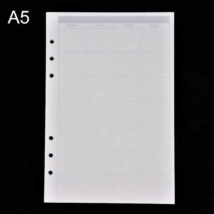 Monthly plan 45 шт. Высококачественная записная книжка A5/A6, запасная вставка, 6 отверстий с отрывными листами, спиральный блокнот, бумажный дневник, план, внутренняя бумага для блокнота,ежедневник,тетрадь - Цвет: Monthly plan