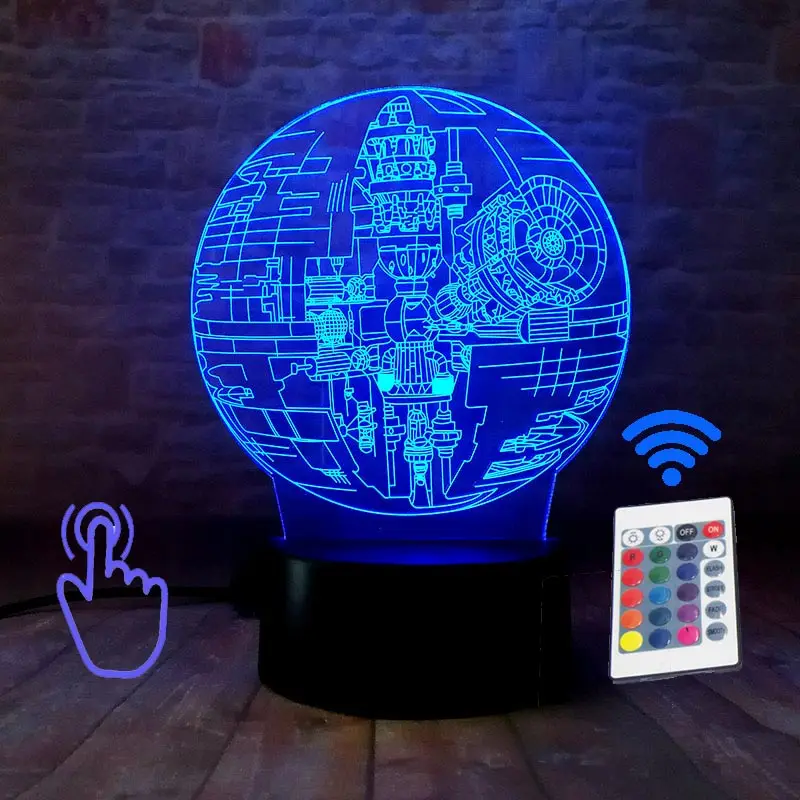RC and Touch Switch Звездные войны Дарт Вейдер фигура 3D иллюзия светодиодный светильник Красочный ночник светится в темноте ночь Дарт Вейдер Маска Модель игрушки - Цвет: RC and Touch Switch