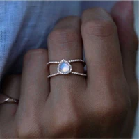 exquisite waterdrop moonstone double band size 6 10 alloy for women wedding ring jewelry
