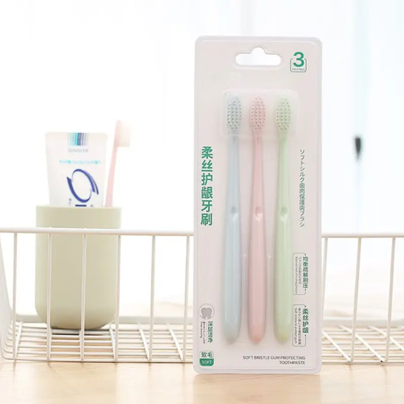 3 шт./компл. эластичная зубная щетка для ухода за зубами мягкая тонкая щетина