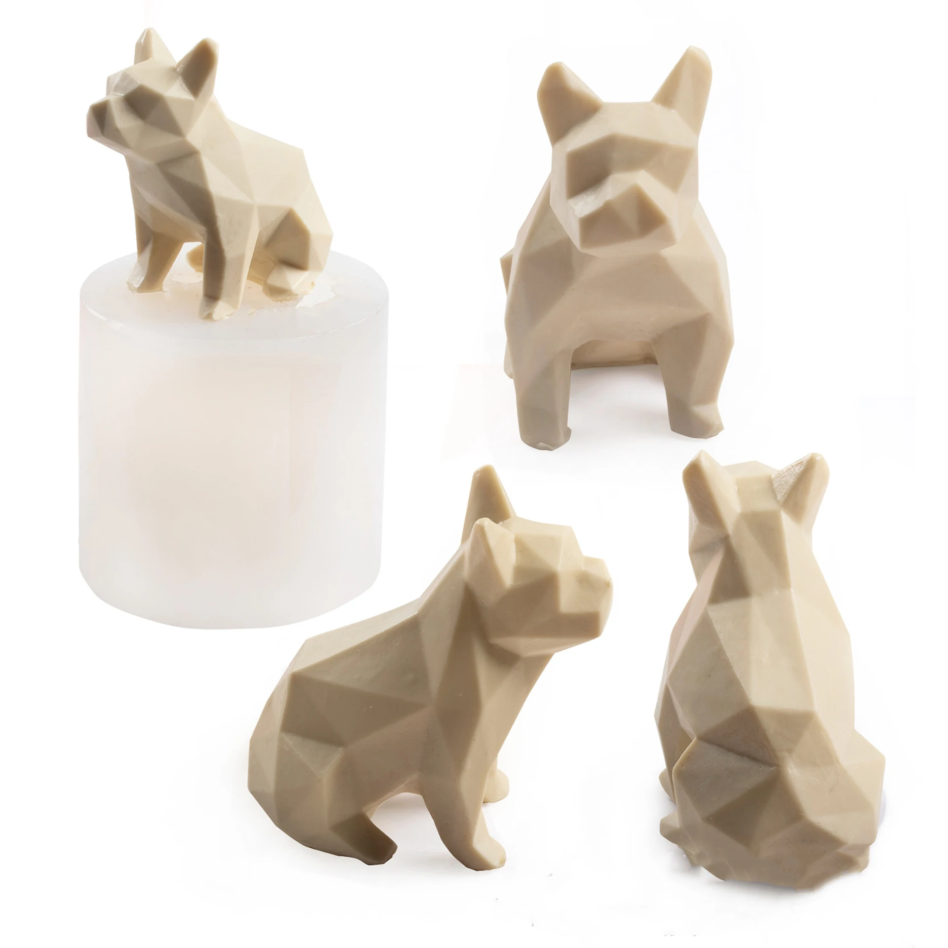 

Geometric French Bucket Dog Silicone Mold Handmade Aromatherapy Plaster Mould Car Home Decoration Bulldog Diy Clay Gypsum Molds