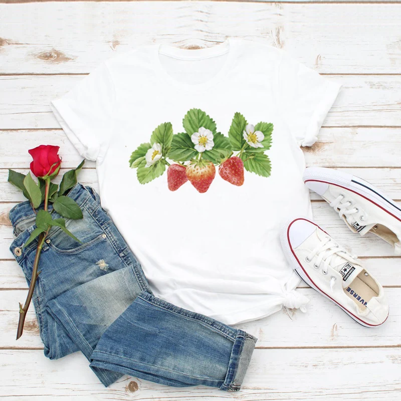 Футболка женская Повседневная летняя Клубничная трендовая Милая модная летняя футболка женская футболка с коротким рукавом графическая футболка. Футболка женская Повседневная летняя Клубничная трендовая Милая модная летняя футболка женская футболка с коротким рукавом графическая футболка.