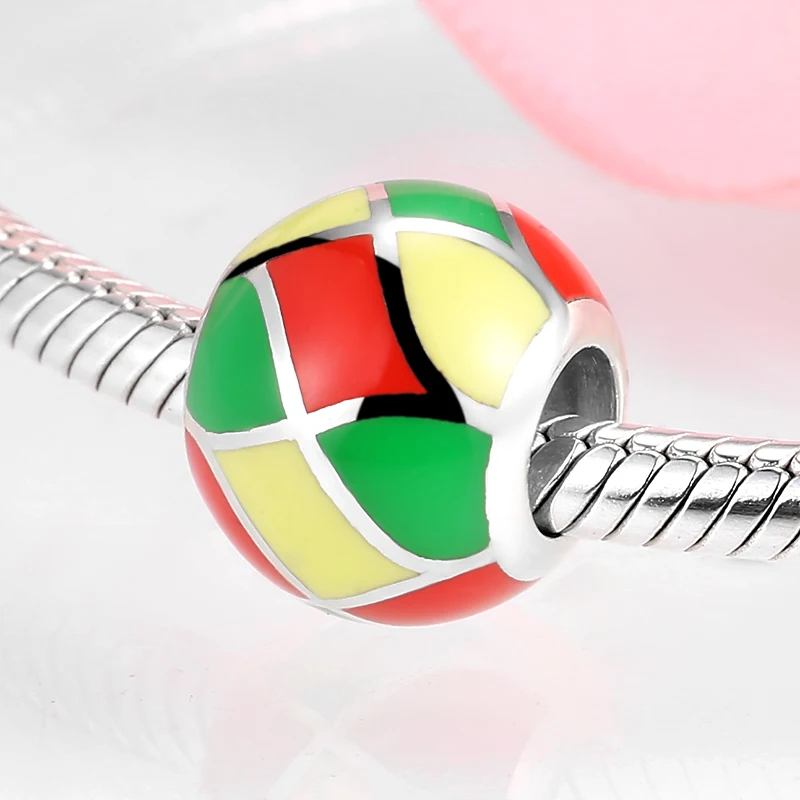 Круглые бусины в полоску из серебра 925 пробы с блестящей эмалью | Украшения и