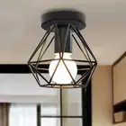 Потолочный светильник E27 в стиле ретро, 220 В, современный черный железный светильник ручной работы, светодиодный ная лампа для кухни, спальни, балкона, лампа силе-бара