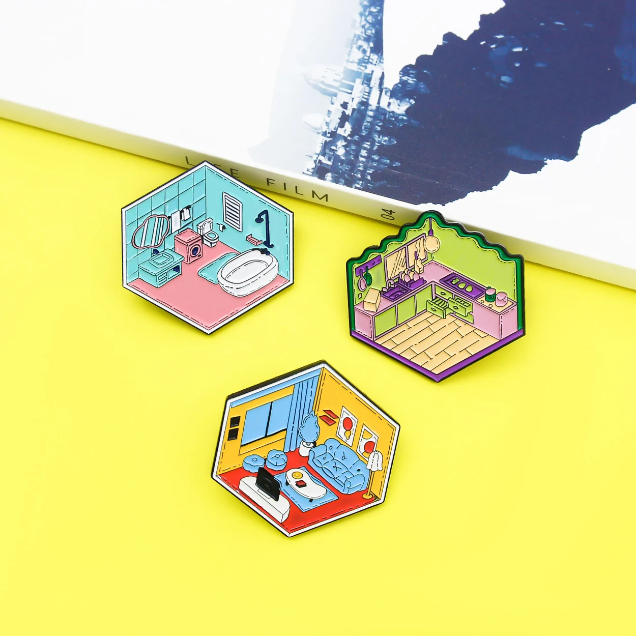 Модные Цветные геометрические броши для гостиной кухни ванной дома Креативный