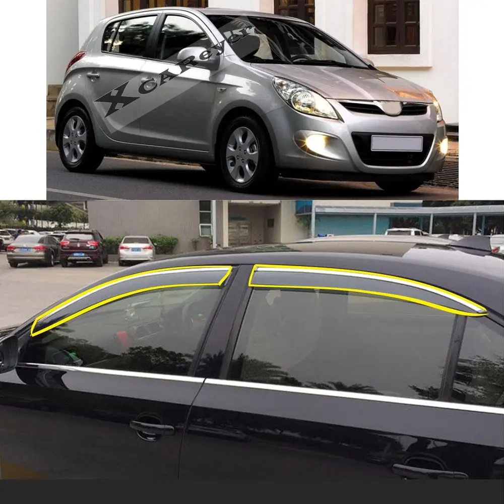 

Car Sticker Plastic Window Glass Wind Visor Rain/Sun Guard Vent Weather Awnings Parts For HYUNDAI I20 Hb 2008-2014