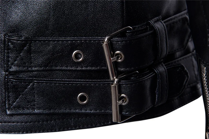 

LANDISTO autumn men clothing Motor style men jacket leather jacket men Zipper decoration mens leather jacket man coat