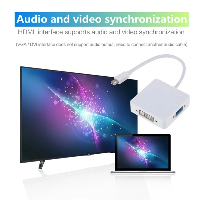 Адаптер 3 в 1 Mini DP DisplayPort HDMI-совместимый адаптер VGA DVI мини кабель конвертер для MacBook