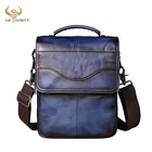 Качественная кожаная мужская повседневная дизайнерская школьная сумка-мессенджер через плечо, модная синяя сумка-тоут для планшета колледжа 8 дюймов, сумка-ранец 144