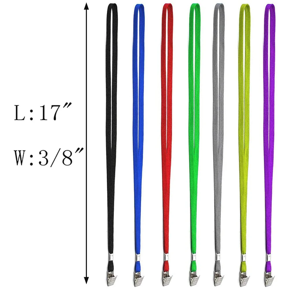 

5Pcs High Quality 1.0cm Pure Color ID Card Holder Lanyard with Metal Clip DIY Hang Rope for Badge Holder