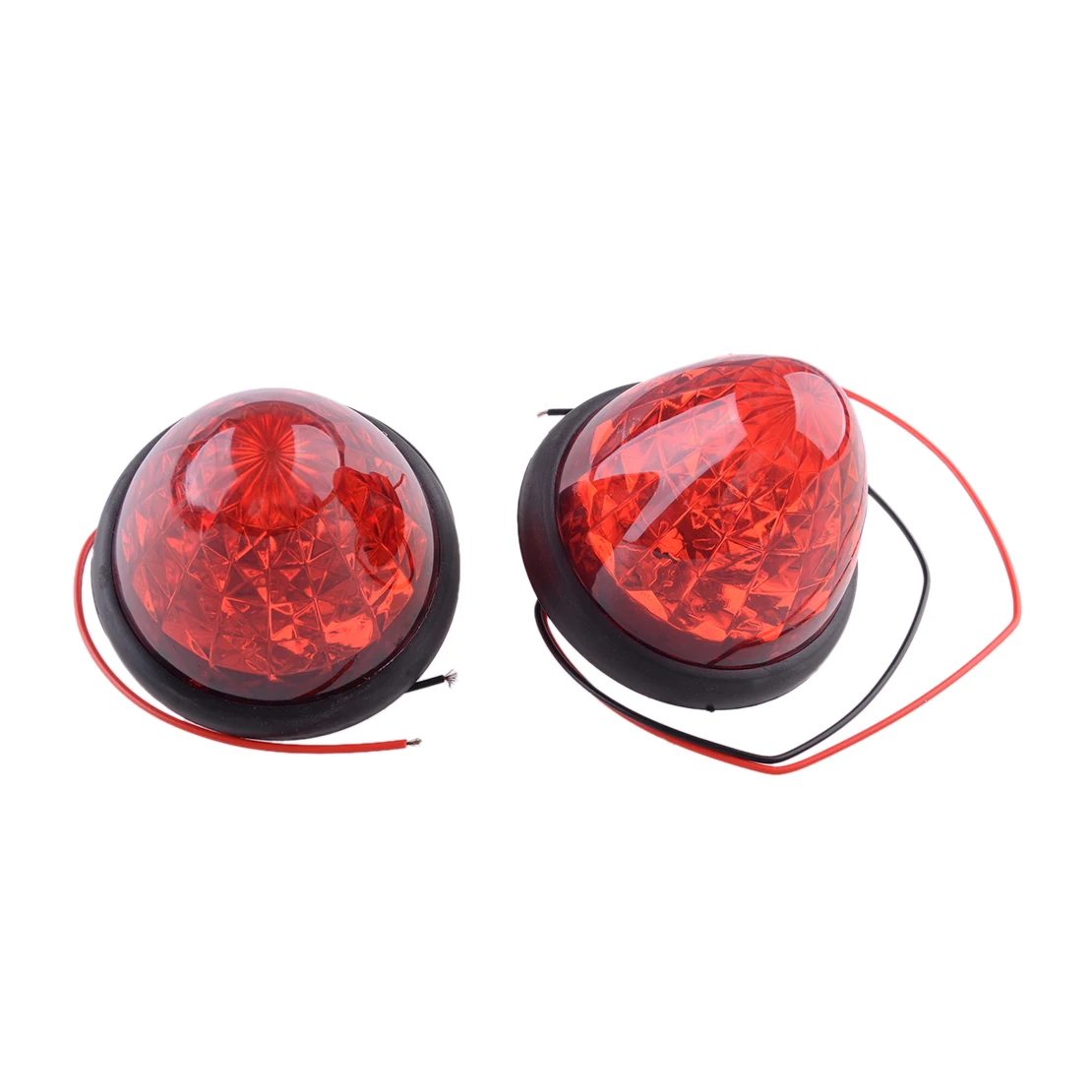 2Pcs Trailer Truck 16-LED Red Round Beehive Cone Side Marker Light Grommet Clearance Cab Sleeper Lamp 2W 24V 0.1A