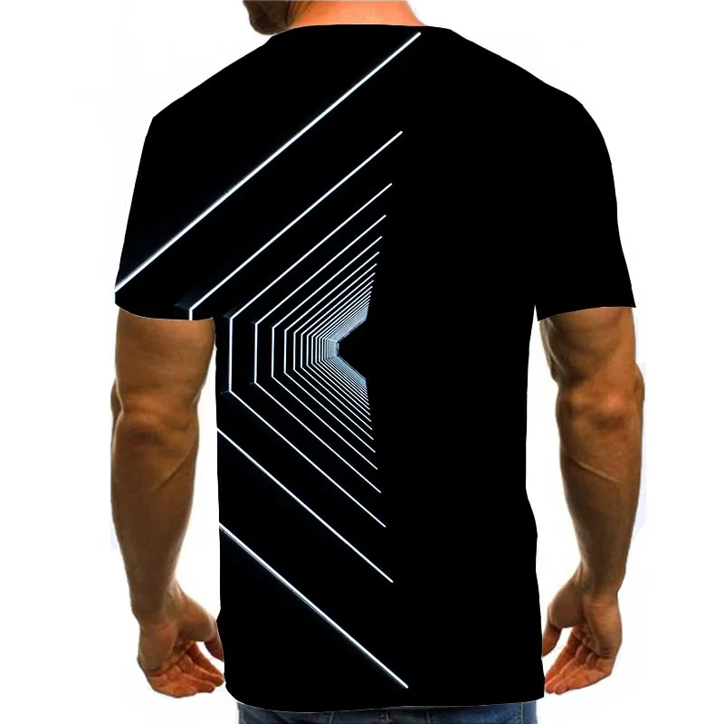 

Men Graphic T Shirts 3D Print Shirt Round Neck Summer Short Sleeve Simple Tops Texture Tees Black