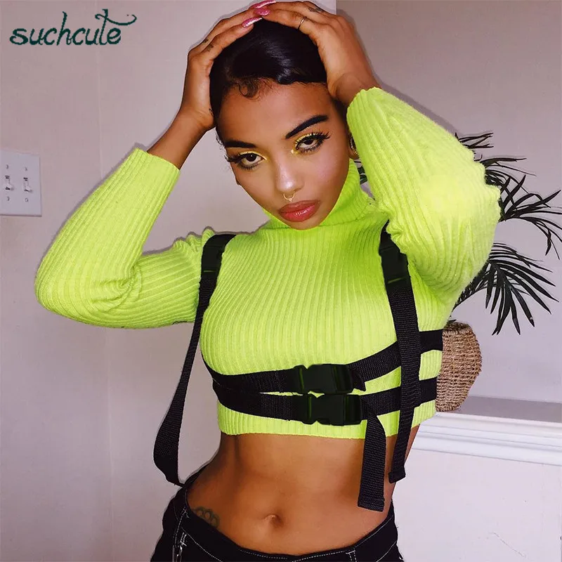 SUCHCUTE Noen футболка для женщин Longslive Modis Harajuku женская футболка Водолазка Осень корейский стиль женские Топы Одежда