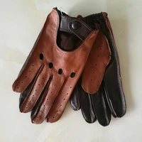 real leather gloves male thin unlined soft lambskin breathable touchscreen black genuine leather mens driving sheepskin m023