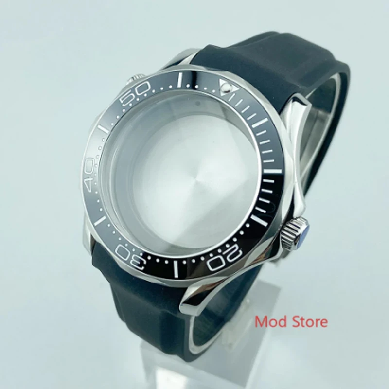 200M WR Sea-Master Diver300m Style Black White Finish Writing Bezel Sapphire Crystal Watch Case Mods Fit ETA2836 MIYOTA Mov't