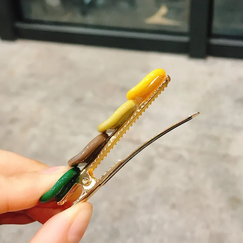 

3 Pcs 2021 New Colorful Round Bean Geometric Hairpin Female Sweet Ins Simple Hair Clip Girl Fashion Headdress Hair Accessories