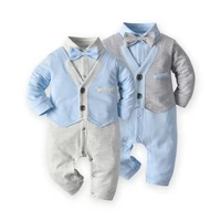 baby boy clothes cotton handsome rompers gentleman outfit newborn one piece clothing jumpsuit with tie 0 2y