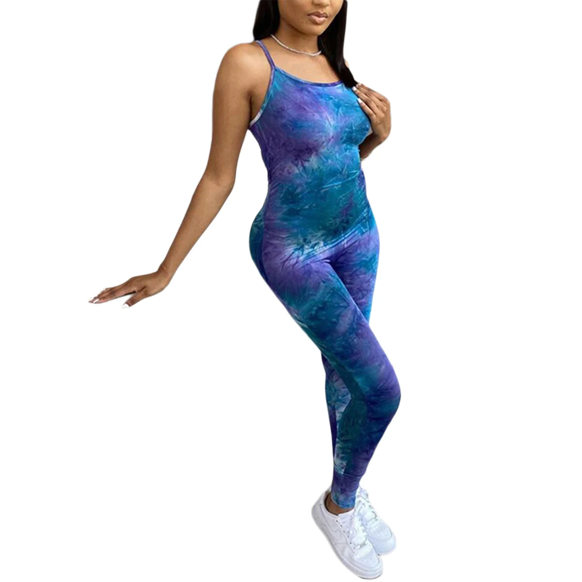 

Summer Ladies Printing Jumpsuit Women Personalized Backless High Waist Sleeveless Suspender Trousers Tracksuit