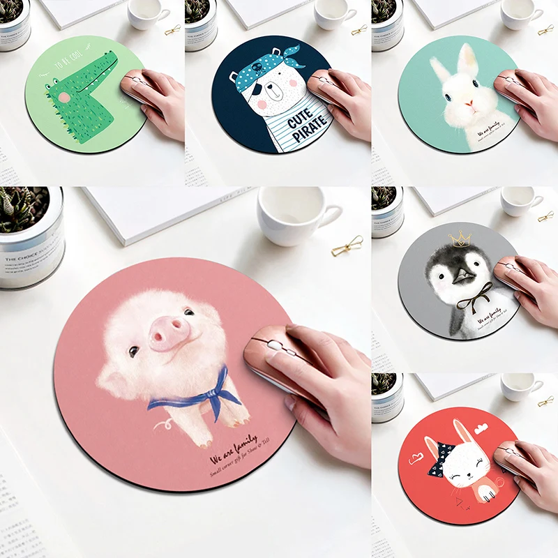 

20cm Computer Mouse Padding Rubber Thickening Cartoon Round Animal Mouse Pad