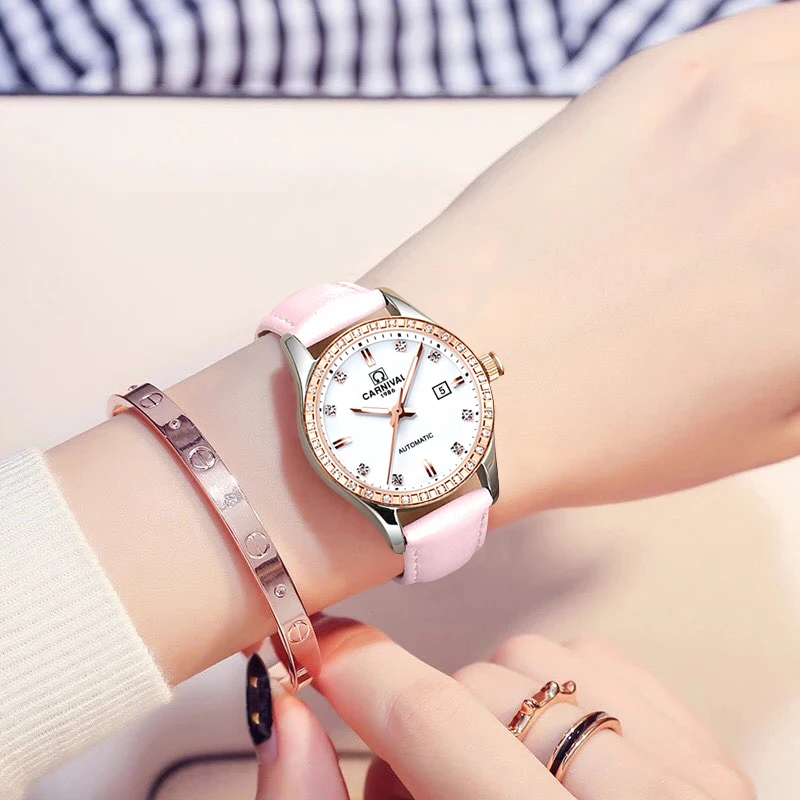 Карнавальные автоматические механические Женские часы женские ведущей марки