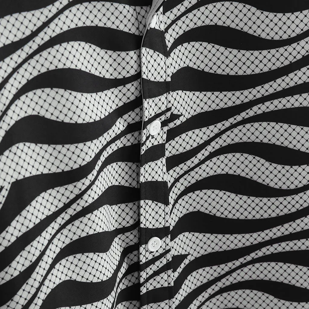 Рубашка мужская с принтом модная повседневная приталенная блузка длинным