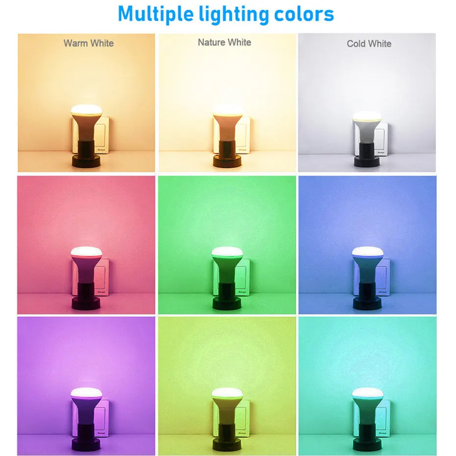 Tuya Smart LED лампы E27 15W WiFi светильник с регулируемой яркостью RGB + теплый белый