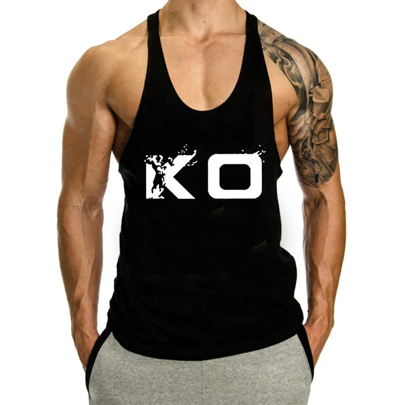 

Fitness Camisole Men's Casual Sports Basketball Bodybuilding Running Muscle Training Cotton Printed Loose Sleeveless T-shirt Top