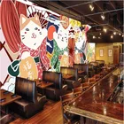 Японская кухня Ramen суши Ресторан фон настенная бумага 3D мультфильм милые счастливые кошки промышленный Декор настенная бумага 3D