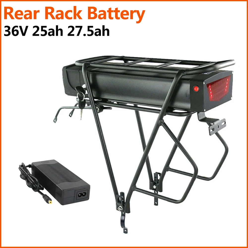 

Rear Rack eBike Battery36V 20Ah 25Ah 27.5Ah 33.6Ah 21700 Electric Bicycle Batterry With Taillight for 24-28 inch 700W 500W 350W