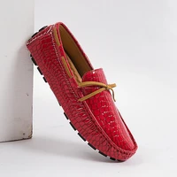 extra large size moccasin shoes men shoes loafers shoes crocodile pattern leather shoes breathable lightweight handmade shoes