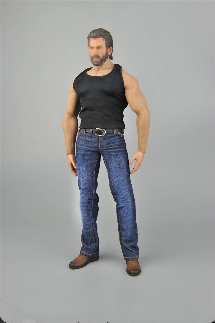 Мужской комплект из жилета джинсов брюк и кожаной обуви диагональю 12 дюймов |