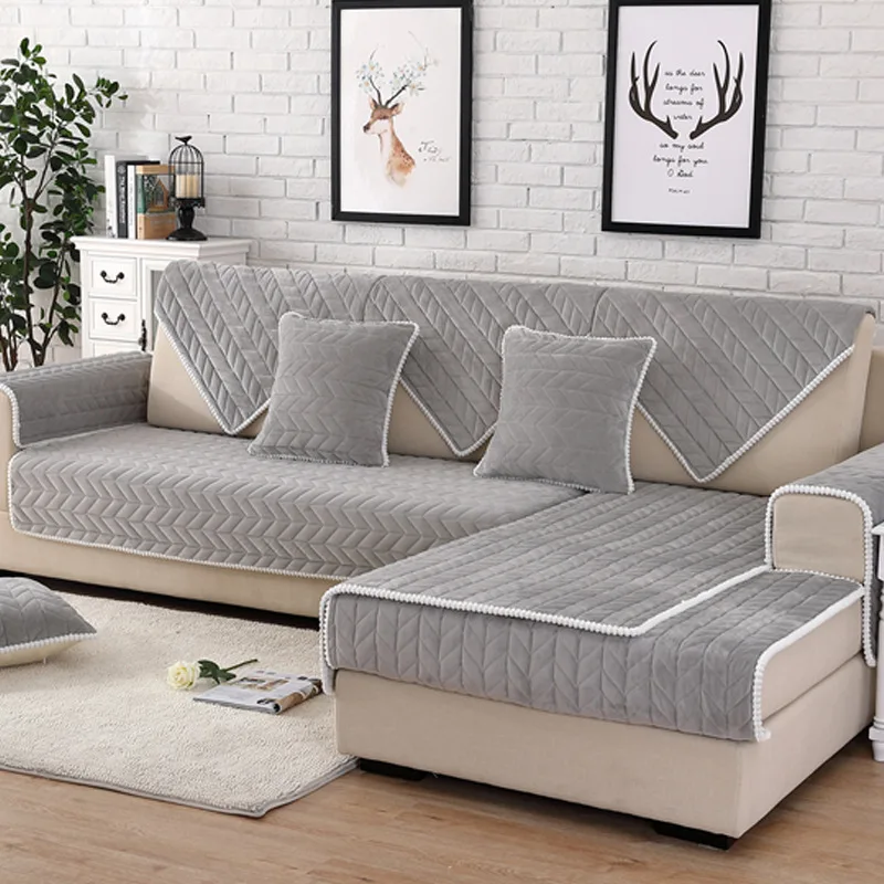 

Plush Solid Color Sofa Covers for Living Room Crystal Velvet Sofa Cover Modern Non-slip Corner Sofa Towel Couch Covers for Sofas