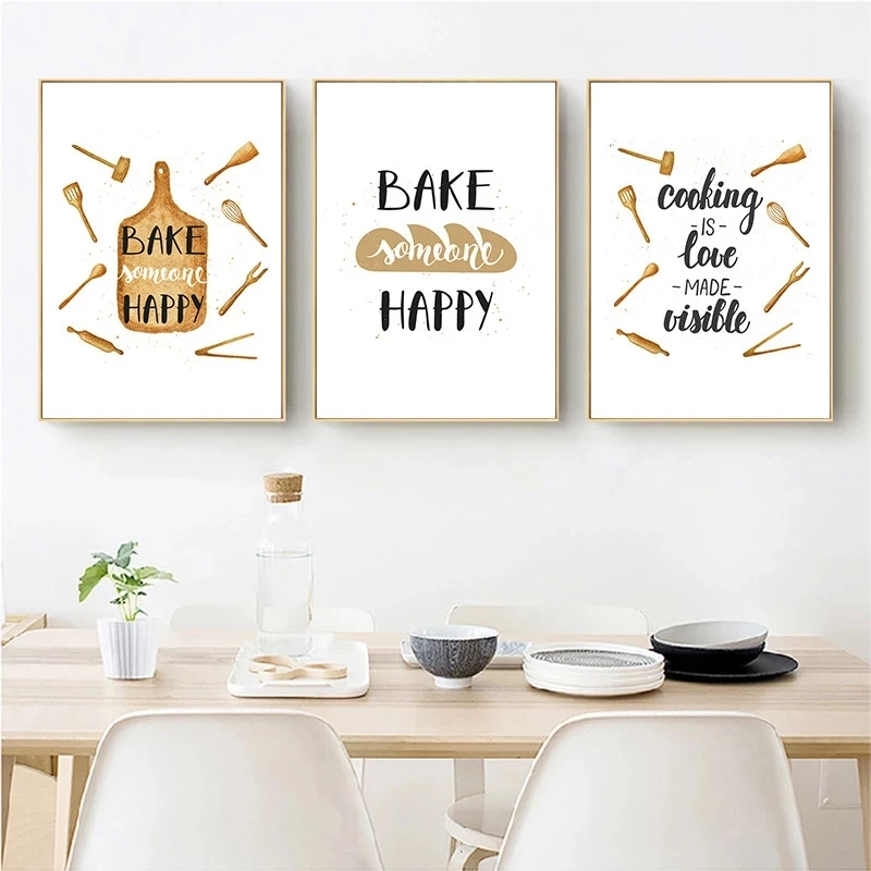 

Cartoon Abstract Kitchenware Canvas Painting Prints And Posters Wall Art Pictures For Dining Hall Kitchen Home Decoration
