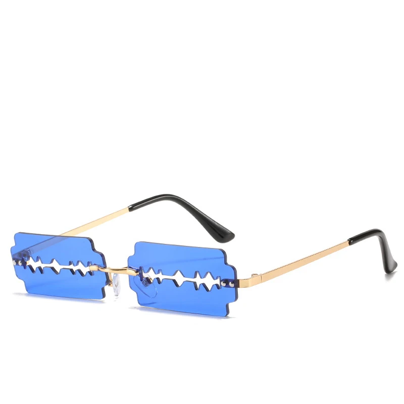 

Unisex Razor Blade Decoration Sunglasses Rimless Hollow Blade Sun Glasses For Cosplay Show Internet Celebrity Recommend