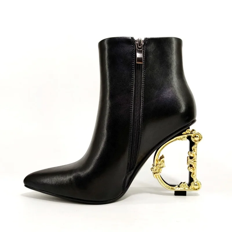 Брендовые дизайнерские короткие женские ботильоны из натуральной кожи с