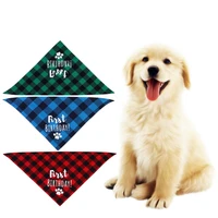 fashion pet print scarf birthday saliva towel dog triangle waterproof scarf birthday triangle scarf classic lattice pet supplies
