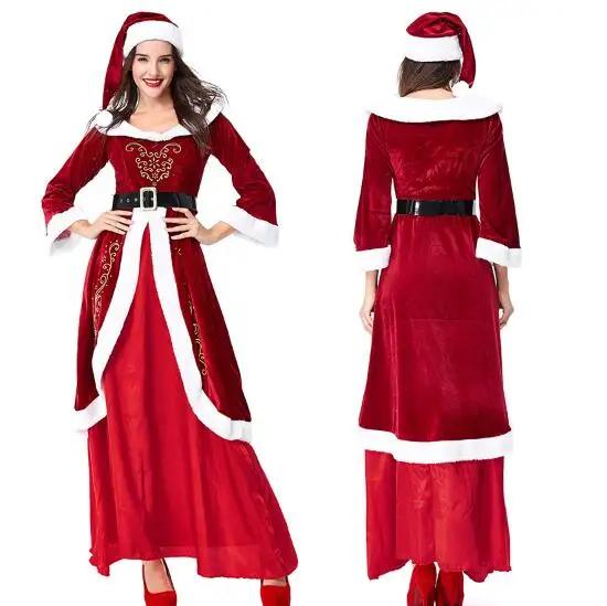 

Full Set Of Christmas Costumes Santa Claus For Adults Red Christmas Clothes Santa Claus Costume Luxury Suit With White Beard