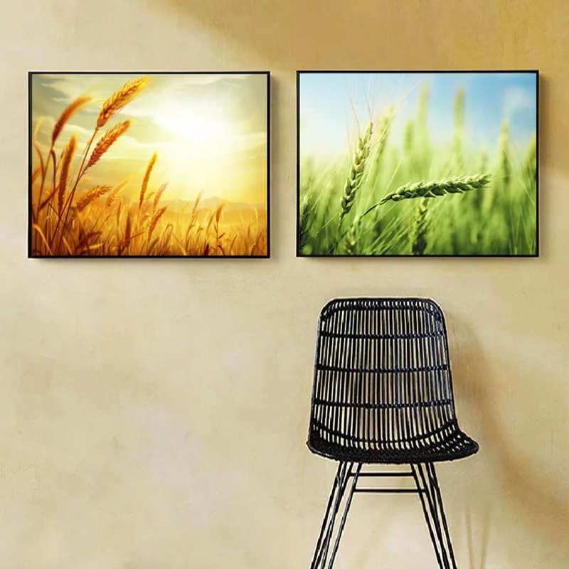 

Wheat Ears Wild Plant Landscape Wall Art Canvas Painting Modern Home Decor Poster for Living Room Interior Room Frameless